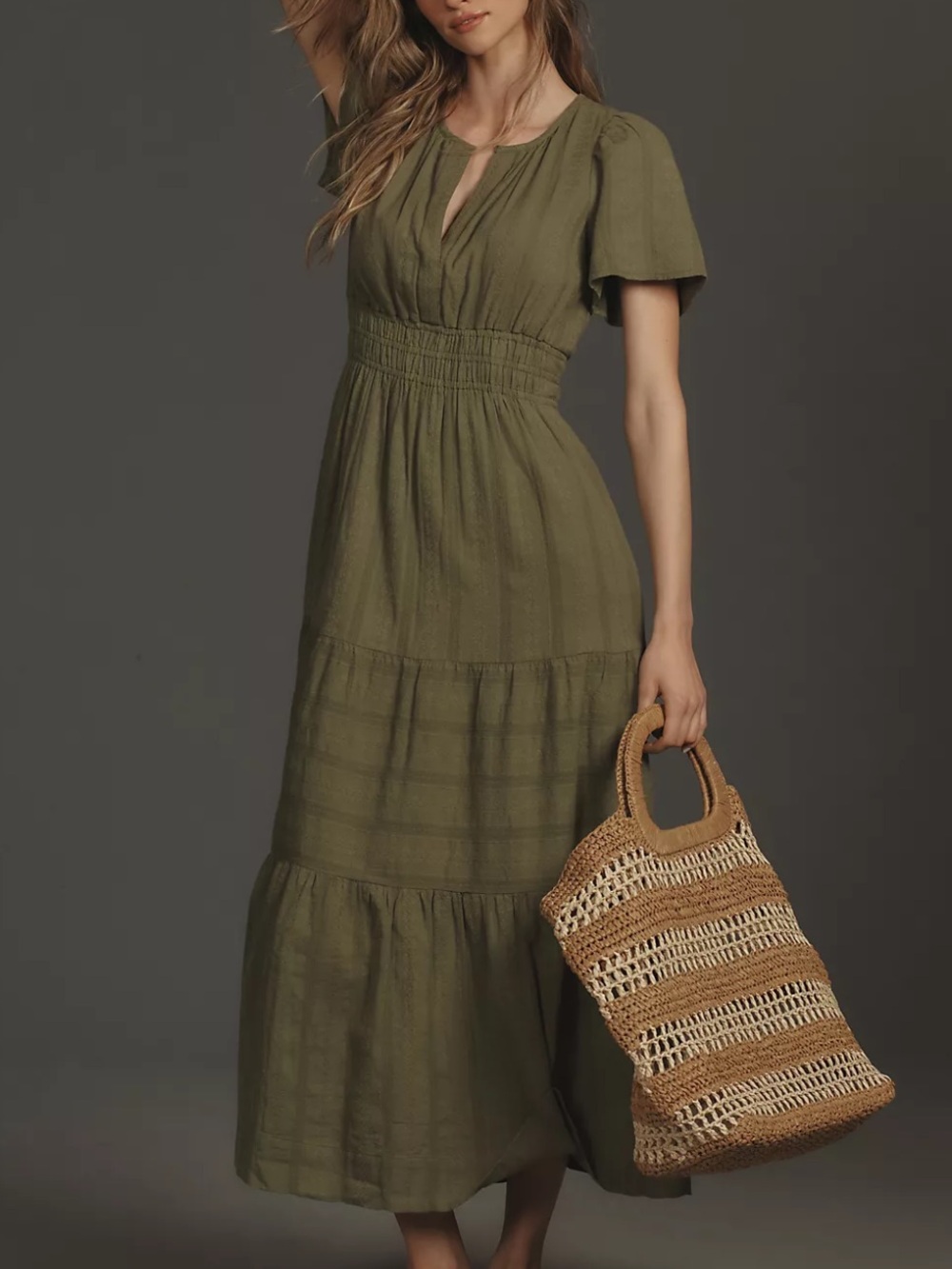 Anthropologie - The Somerset Maxi Dress. Olive Green. Size Small